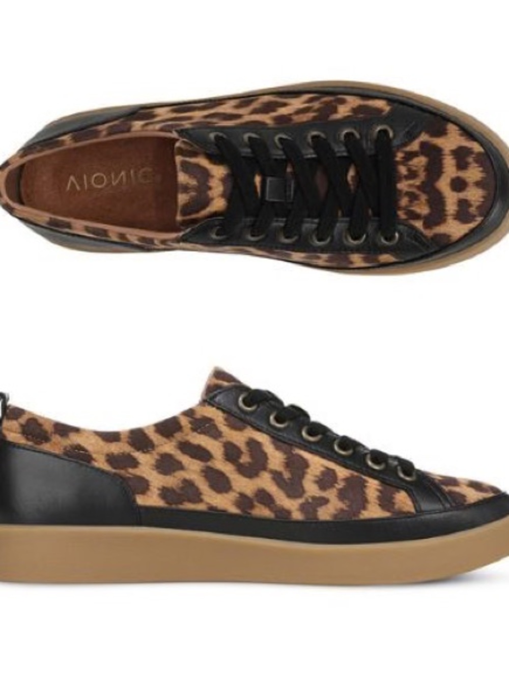 Vionic “Winny” Leopard Print Lace-Up Sneaker